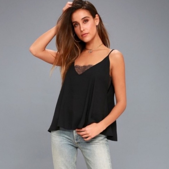 Free People V Neck cami lace black xs - Picture 2 of 5